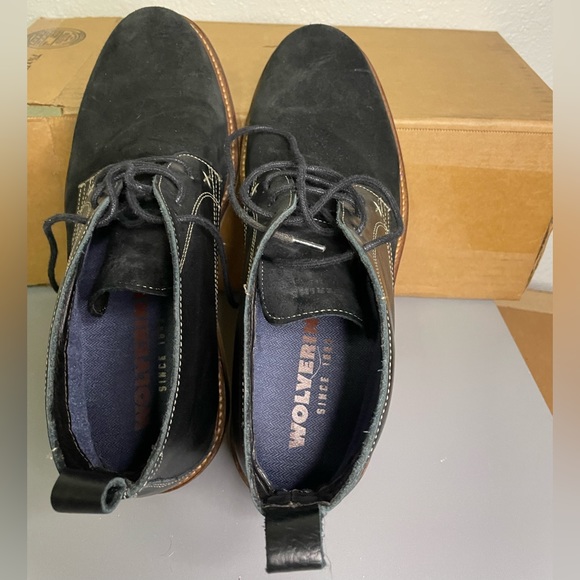 Wolverine black suede and leather boots men’s 9 - Picture 3 of 9
